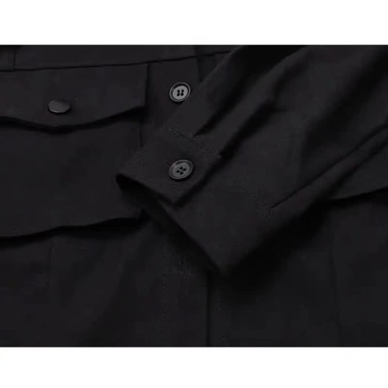 Cool Black Pocket Shirt Pleated Skirt Tie Set Modakawa