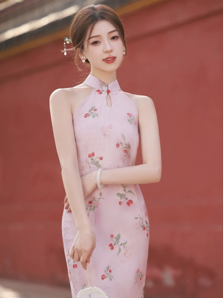 Cherry Berries Pink Cheongsam Dress Hanfu Story