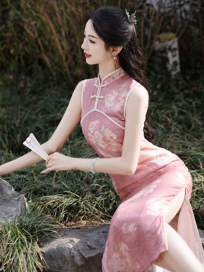 Pink Peony Elegant Cheongsam Hanfu Story