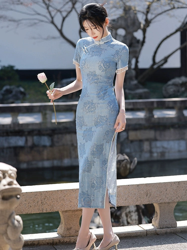 Sky Blue Cheongsam Dress Hanfu Story