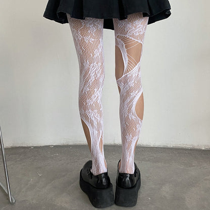 Hollow Out Rose Pattern Mesh Stockings modakawa