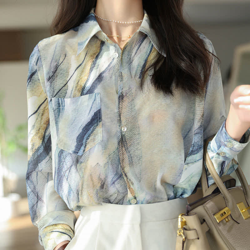 Vintage Printing Pocket Lapel Shirt modakawa