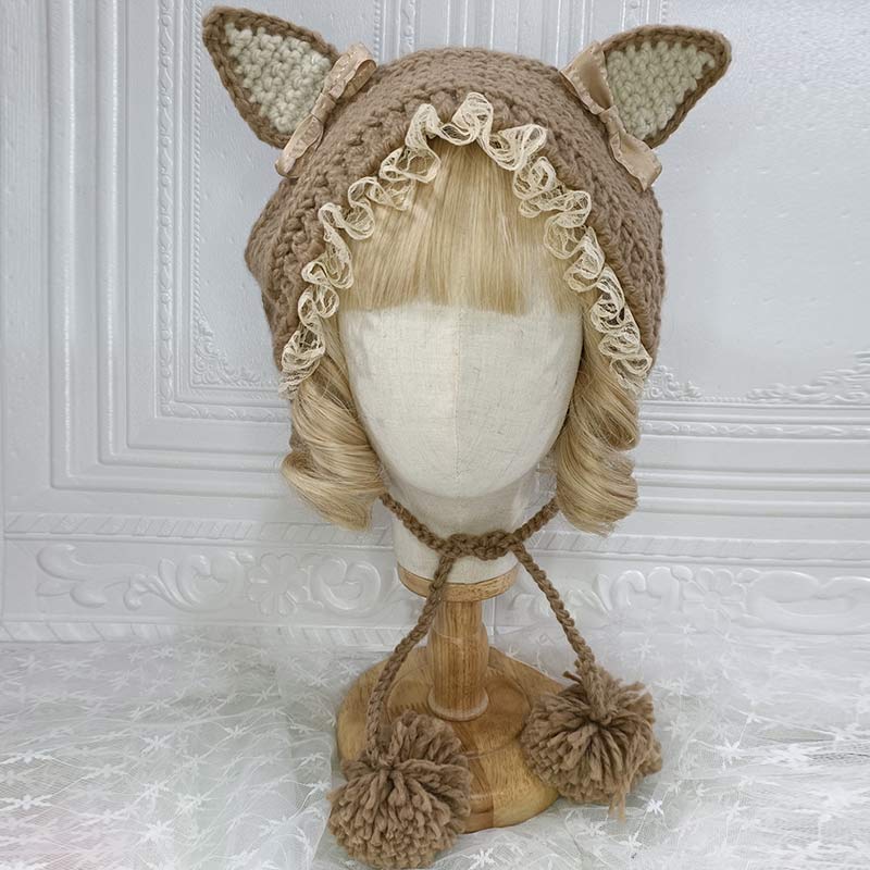 Cute Cat Ears Lace Lolita Hat Warm modakawa