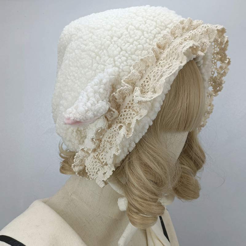 Cute Sheep Ears Lace Lolita Hat Warm modakawa