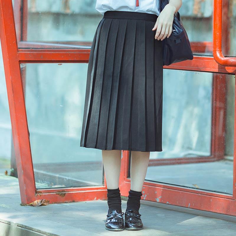 JK Uniform High Waist Pleated Short Mid Long Skirt Modakawa