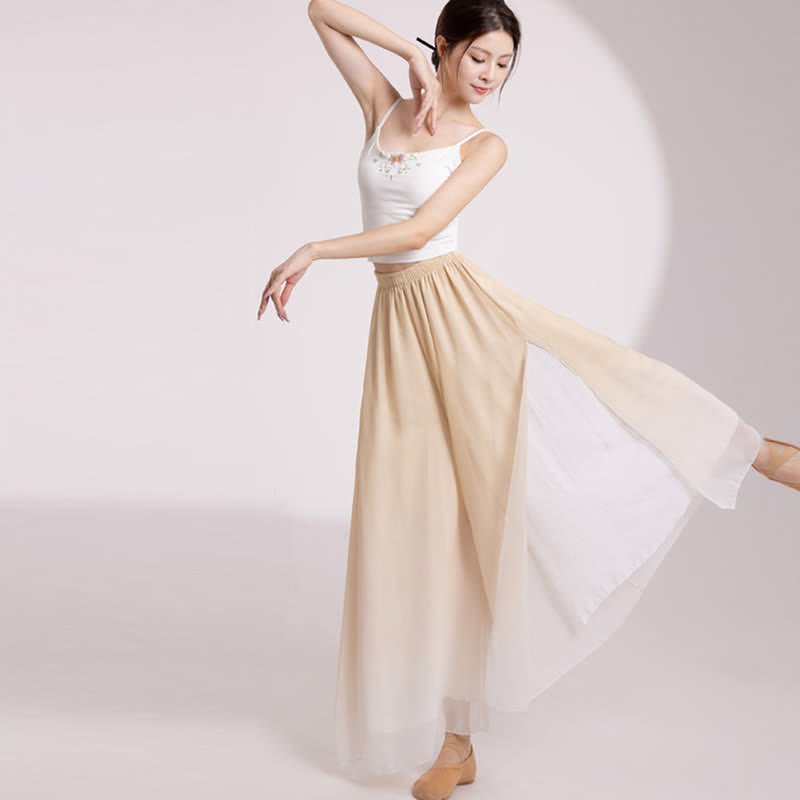 Gradient Color Chiffon Flowy Split Wide Leg Pants modakawa