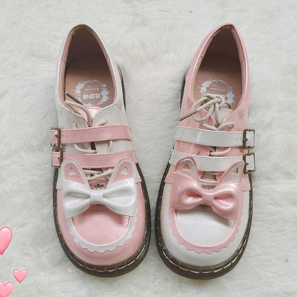 Sweat Lolita Bunny Bow-Knot Lace Up Shoes Modakawa