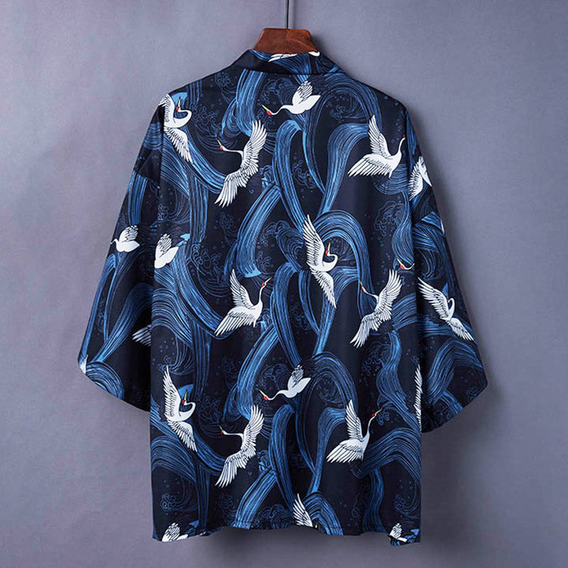 Charming Sakura Fox Print Kimono Outerwear Modakawa