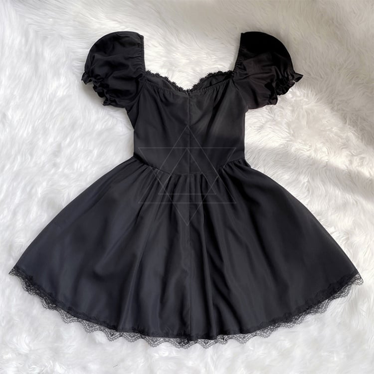 Halloween Dark Black Puff Sleeves Dress Costume mySite