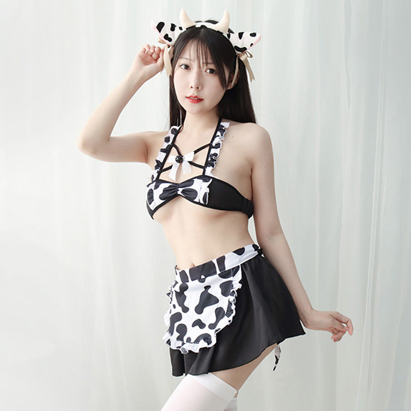 Sexy Maid Cow Print Lingerie Suit Modakawa