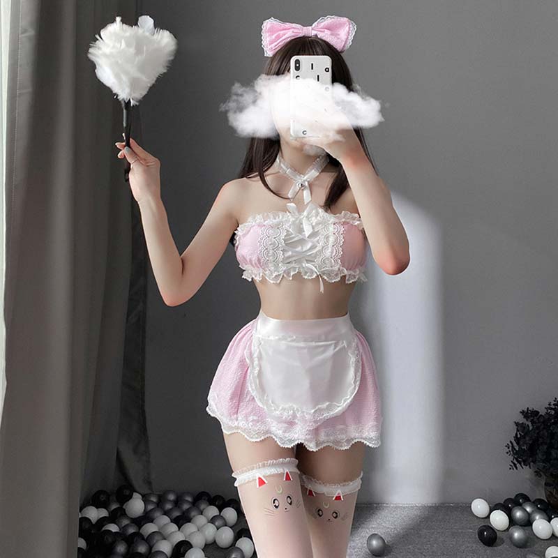 Sweet Maid Apron Lace Ribbon Lingerie Set Modakawa