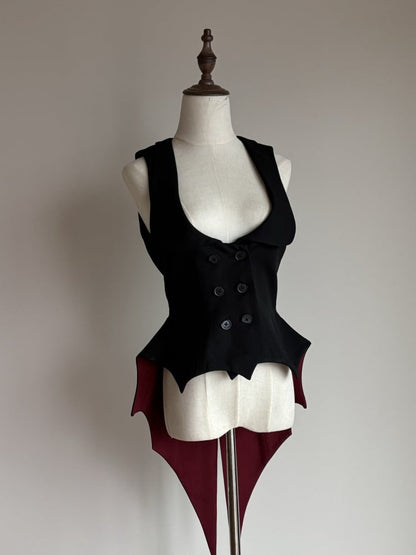 Black Red Vampire Lolita Bat Wings Hemline Waistcoat mySite