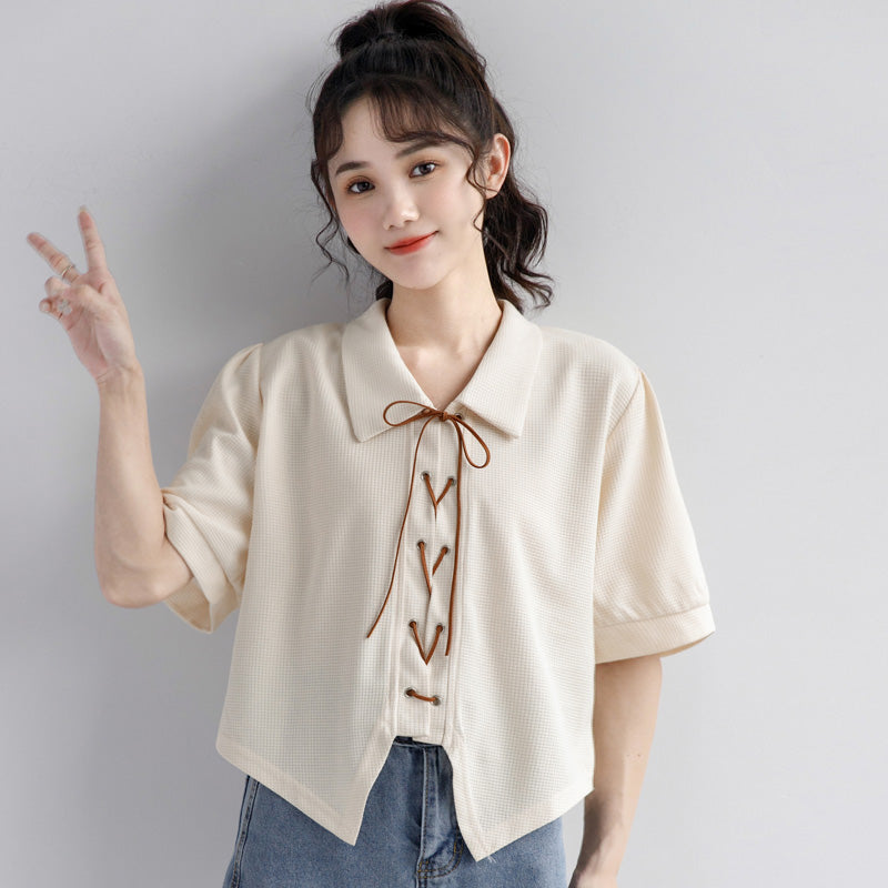 Casual Straps Bow Polo T-Shirt modakawa