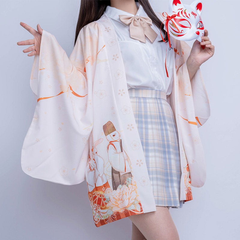 Cartoon Bunny Loose Cardigan Kimono Outerwear modakawa