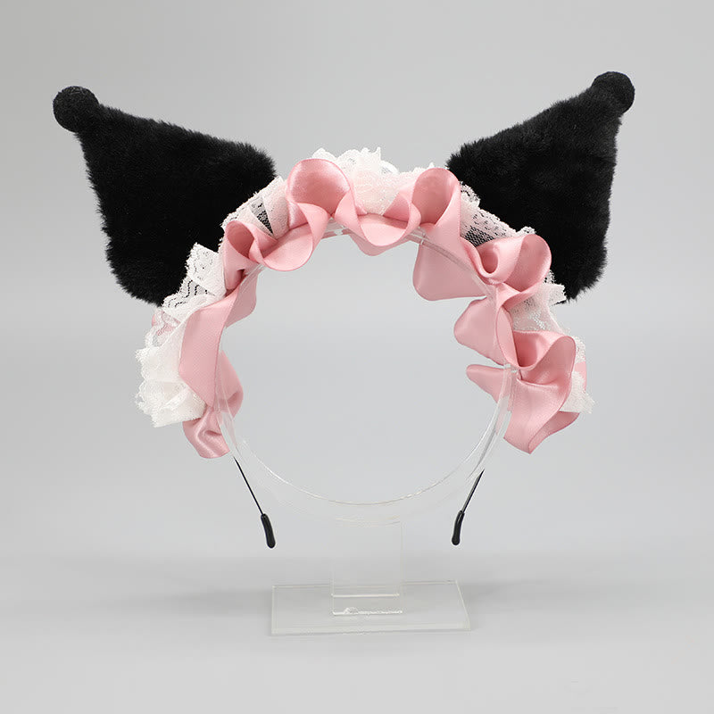 Kawaii Bunny Velvet Lace Lolita Headband modakawa