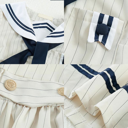 Couple JK Uniform Sailor Collar Dress T-Shirt Pants modakawa