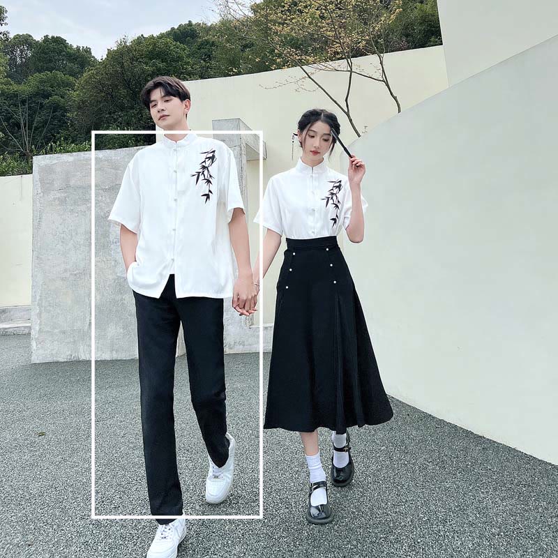 Couple Vintage Leaves Print T-Shirt Skirt Pants modakawa