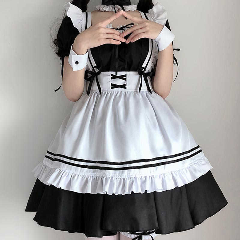 Lolita Seven Piece Ruffled Maid Dress modakawa