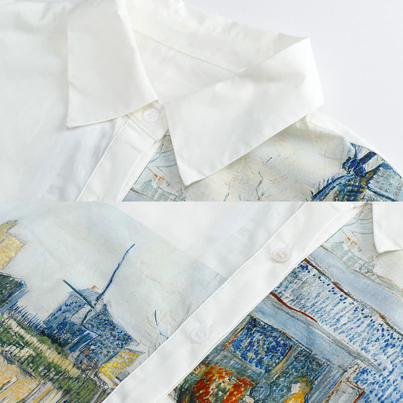 Vintage Painting Blue House Shirt modakawa