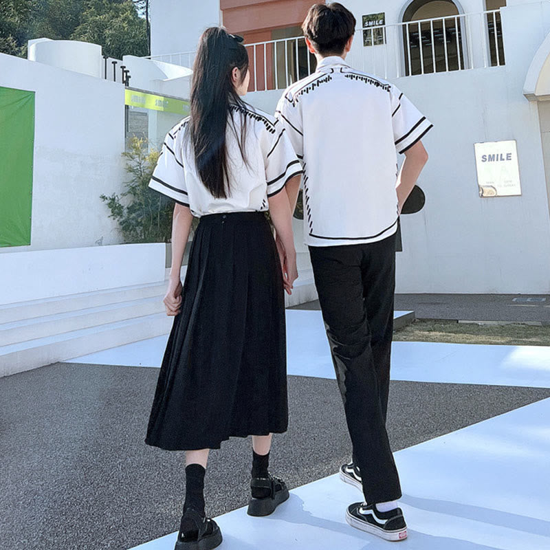 Couple Grafitti Print T-Shirt Skirt Pants modakawa