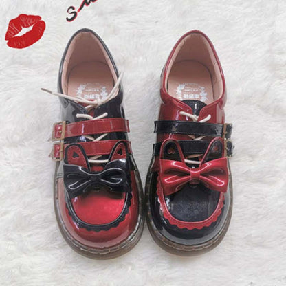 Sweat Lolita Bunny Bow-Knot Lace Up Shoes Modakawa