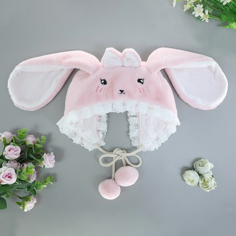 Cartoon Bunny Bear Ears Lace Lolita Plush Hat modakawa