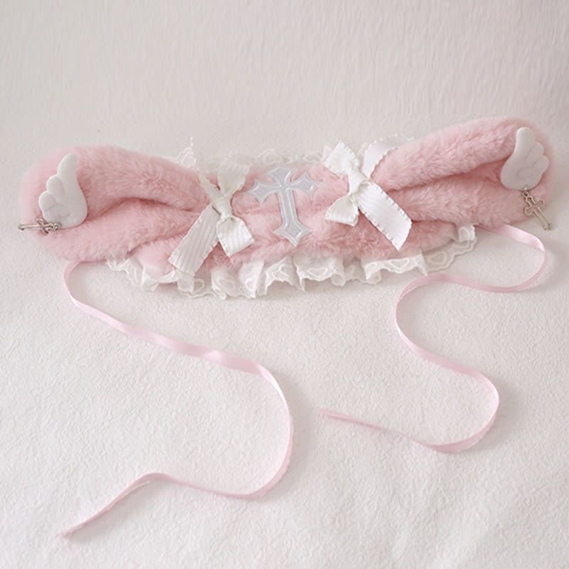 Sweet Bowknot Cross Decor Lolita Plush Hat modakawa