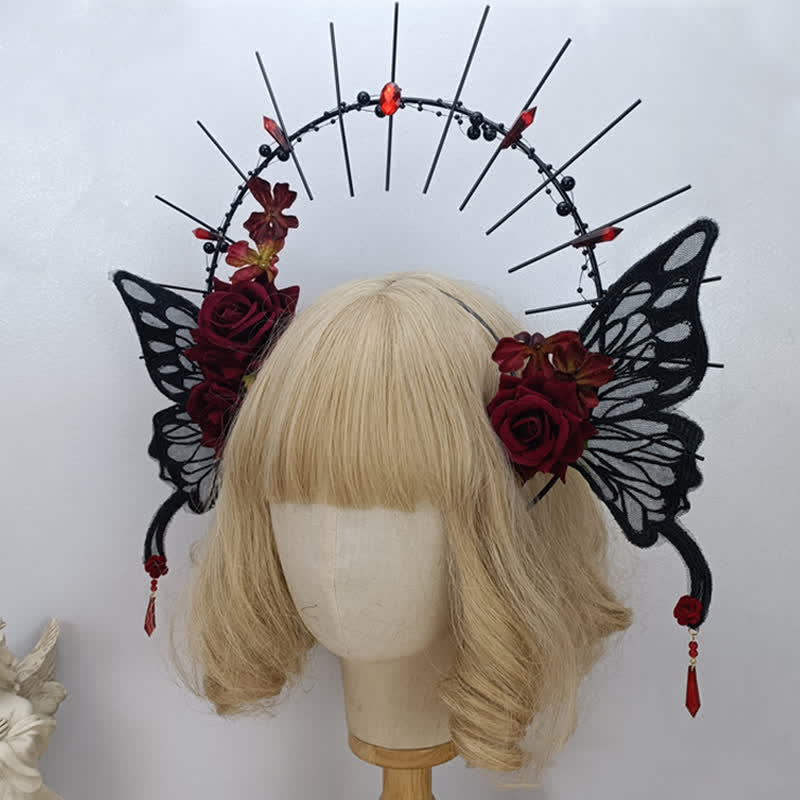 Punk Virgin Halo Rose Moth Butterfly Hair Accessory modakawa