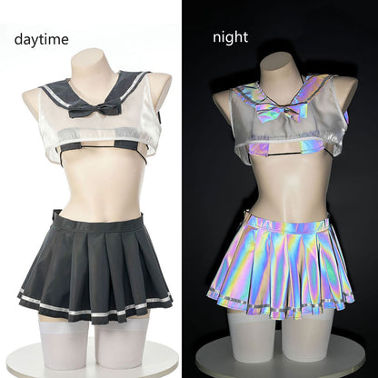 Laser Reflective Sailor Collat JK Uniform Lingerie Set modakawa