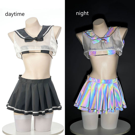 Laser Reflective Sailor Collat JK Uniform Lingerie Set modakawa