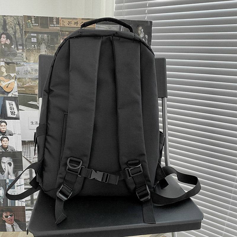 Casual Black Pure Color Casual Backpack modakawa