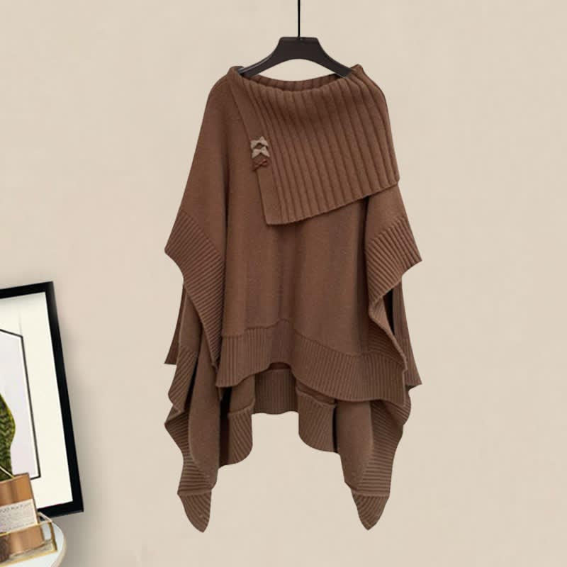 Irregular Off The Shoulder Loose Cloak Sweater Lapel Shirt Dress Modakawa