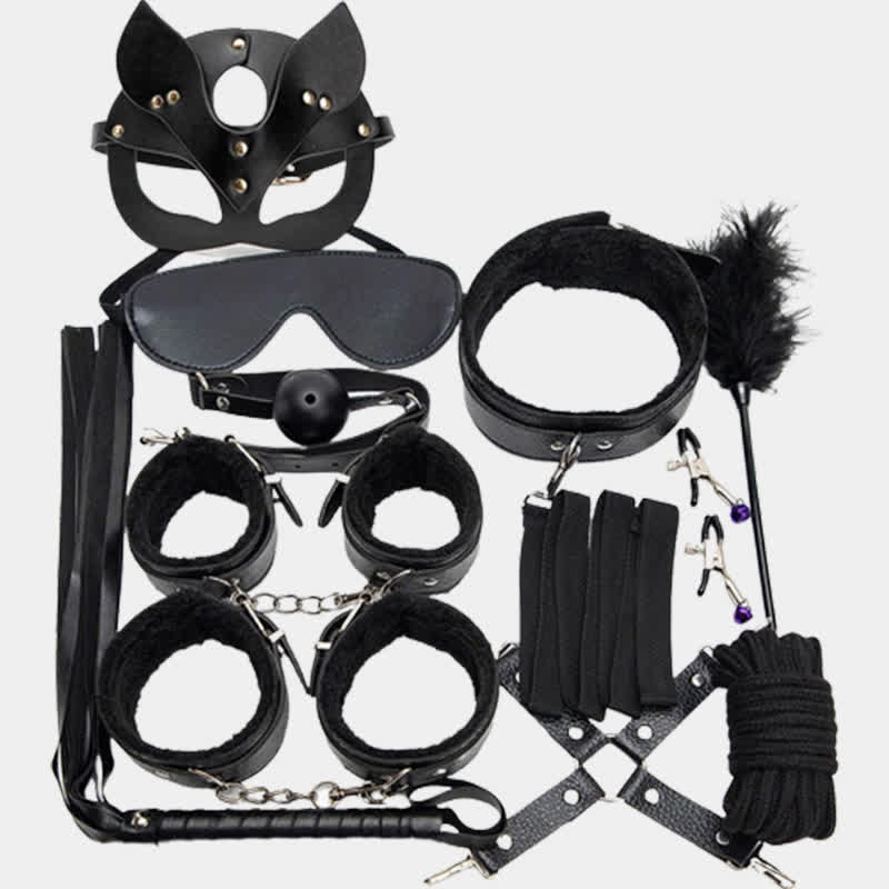 Black Leather Maid Accessories 11 Piece Set Modakawa