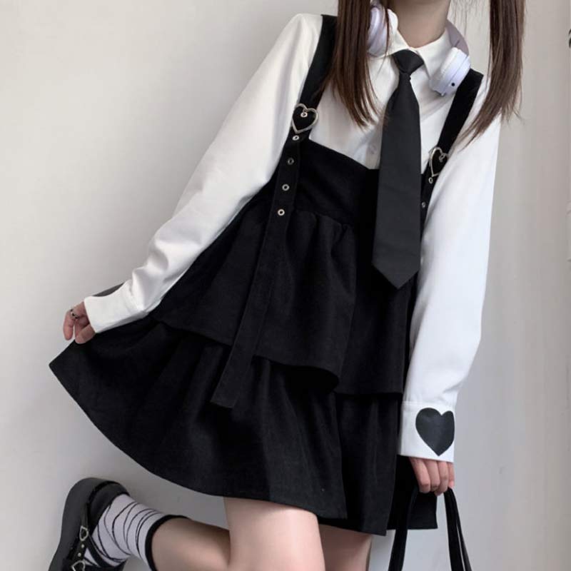 Cute Loose JK Overalls Skirt modakawa