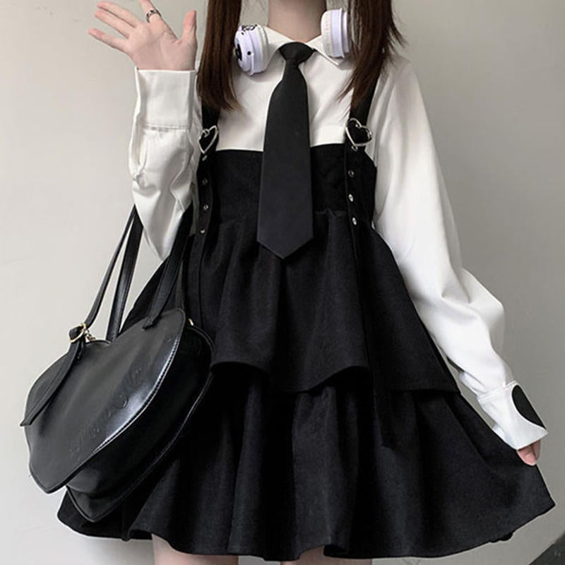 Cute Loose JK Overalls Skirt modakawa