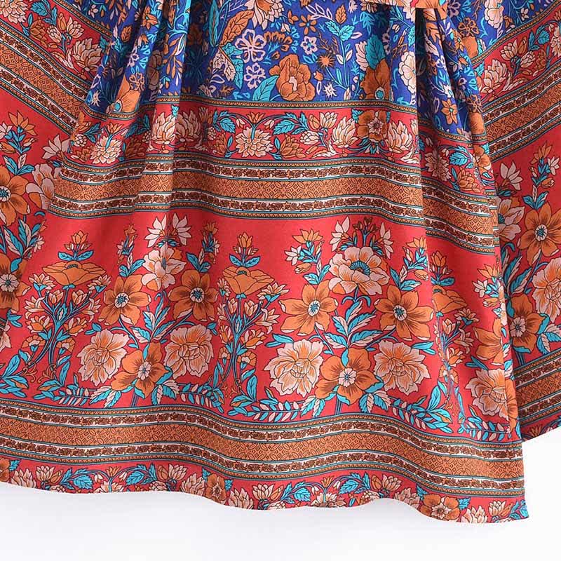 Boho Flower Print Belt Cardigan Outerwear modakawa