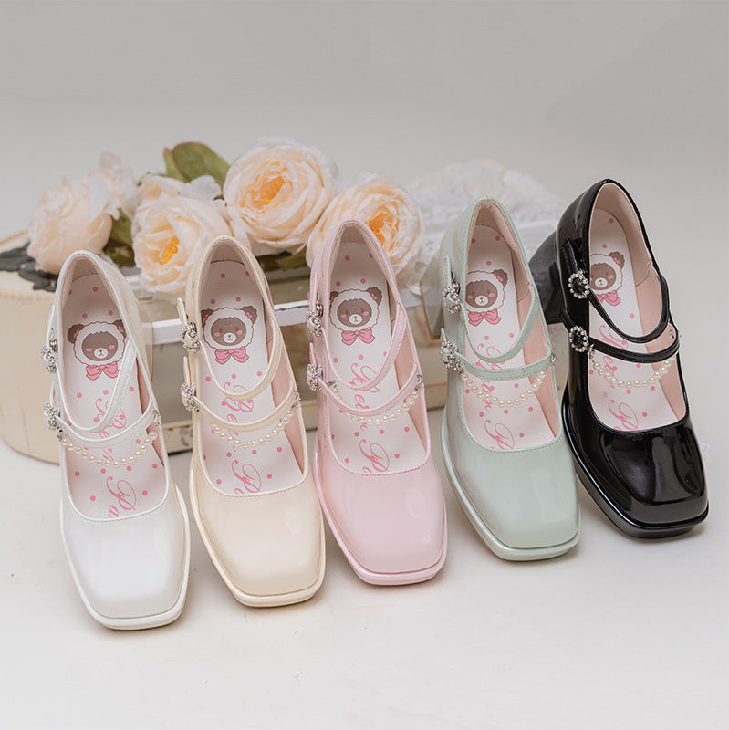 Kawaii Bow Knot Mary Janes Lolita High-heeled Shoes Modakawa