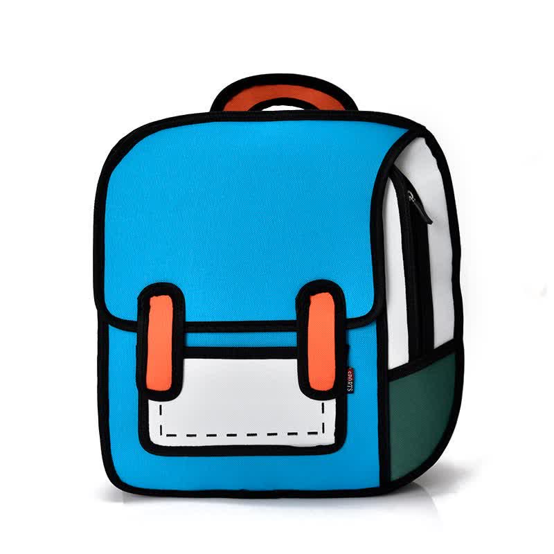 3D Cartoon Colorblock Canvas School Backpack modakawa