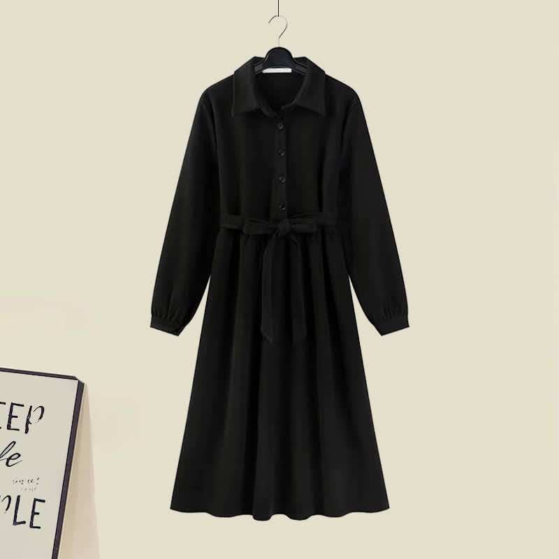 Bear Ears Hooded Cardigan Sweater Belted Lapel Dress modakawa