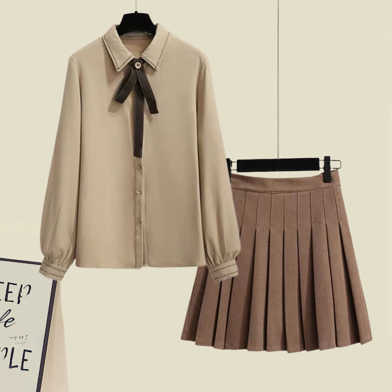 Sweet Shirt Pleated Skirt Pocket Wool Jacket Coat Modakawa