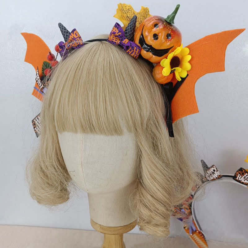 Pumpkin Bat Wings Headband Halloween Hair Accessory modakawa