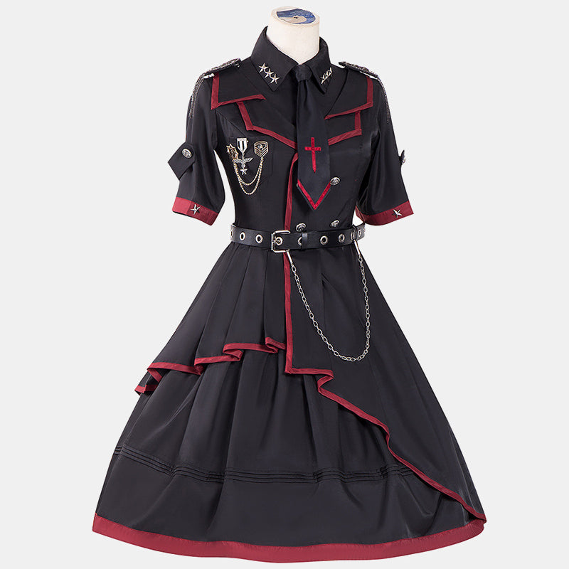 Y2K Gothic Lolita One Piece Dress Military Uniform SpreePicky