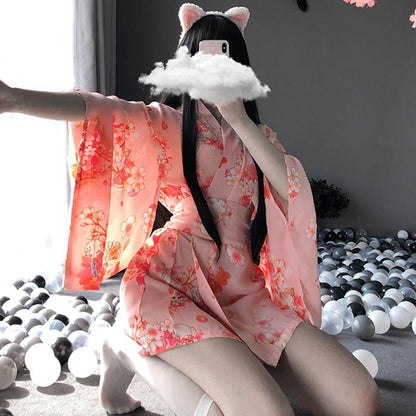 Sakura Floral Vintage Print Kimono Lingerie Modakawa