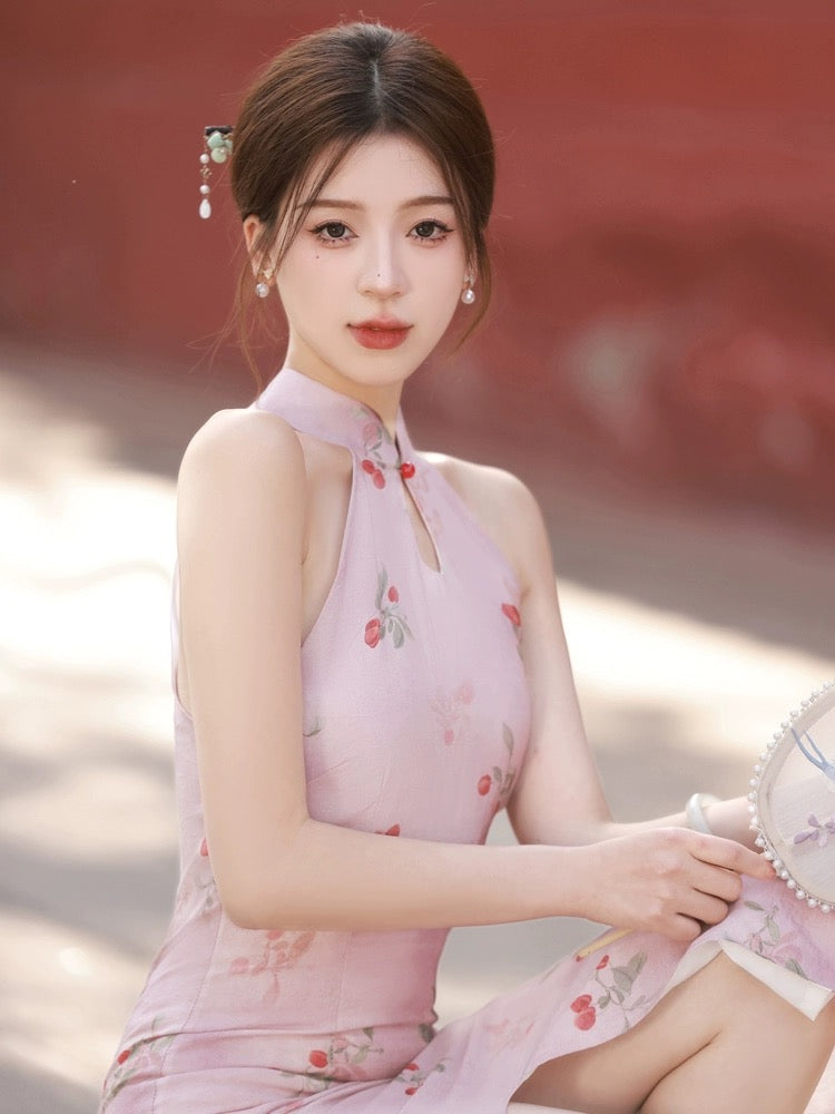 Cherry Berries Pink Cheongsam Dress Hanfu Story