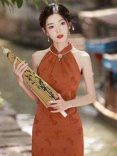 Embodies Elegance Orange Cheongsam Hanfu Story