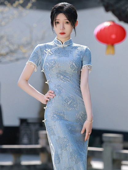 Sky Blue Cheongsam Dress Hanfu Story