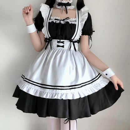 Lolita Seven Piece Ruffled Maid Dress modakawa