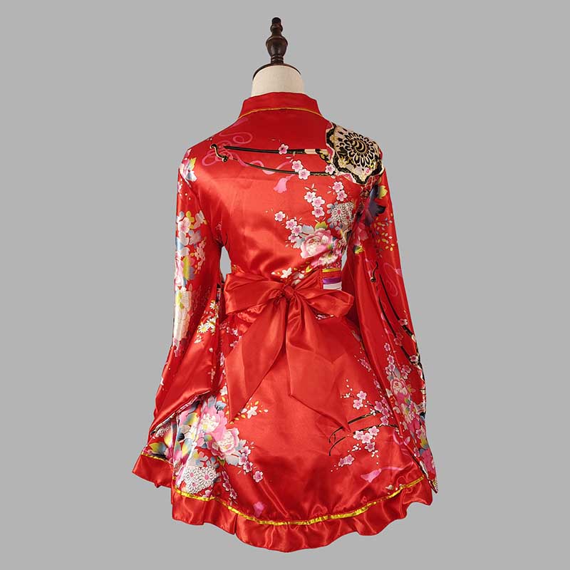 Cosplay Retro Flower Print V-neck Kimono Costume modakawa