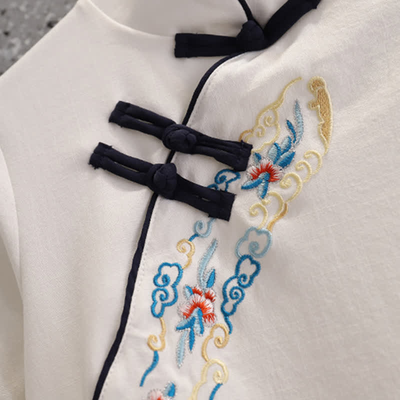 Elegant Deer Embroidery Buckle Shirt Skirt modakawa