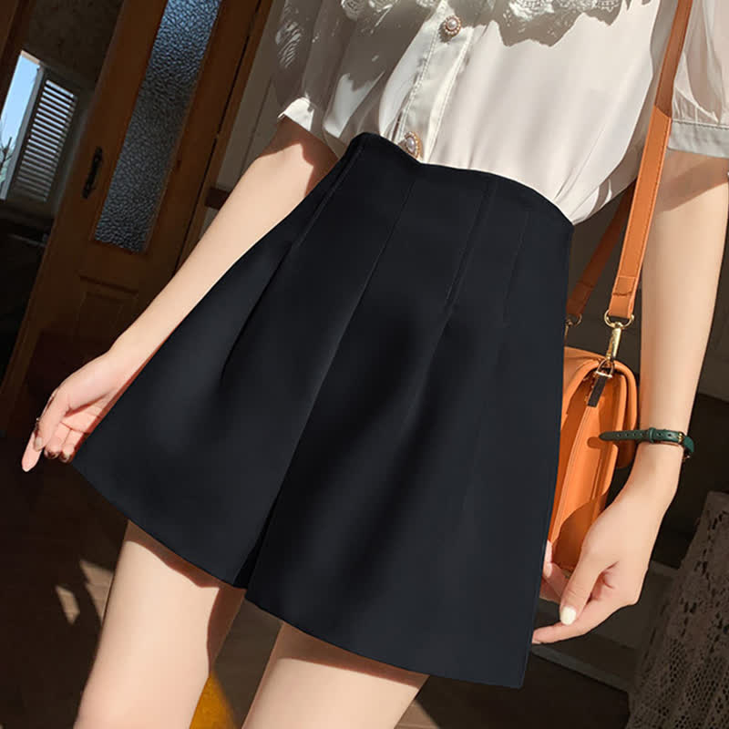 Chic Pure Color Wide Leg Shorts modakawa